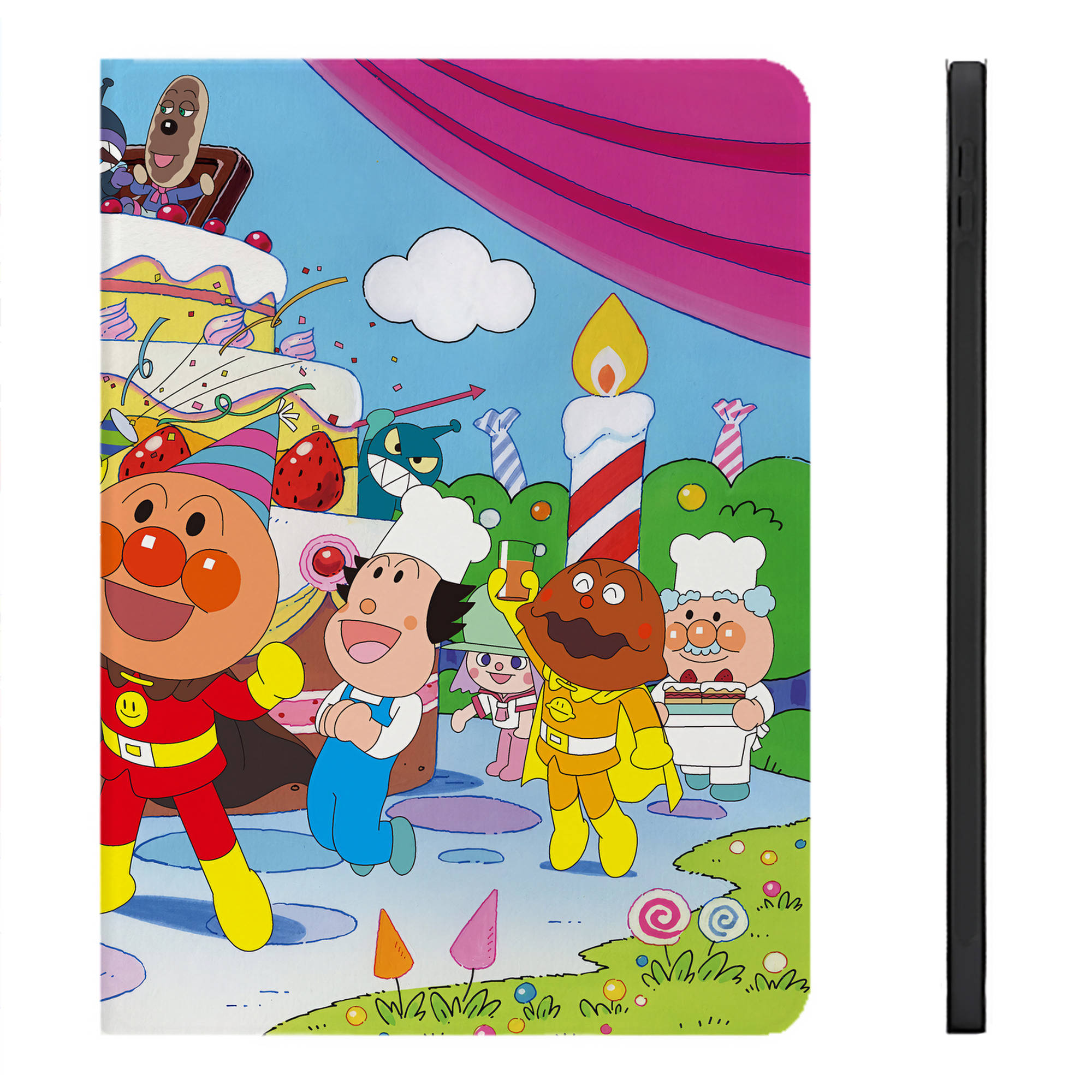 （画像用） アンパンマン Anpanman IPadケース ペンホルダー付き ブックスタイルデザイン
